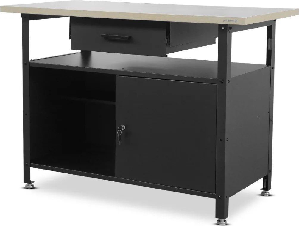 Stół warsztatowy z szafką i szufladą Eric czarny