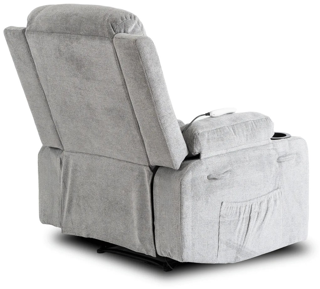 Fotel Masujący BOX 2 Rozkładany z Podnóżkiem Szary Nowoczesny