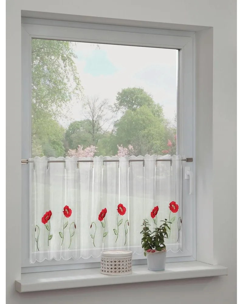 Biała firanka 155x45 cm Poppies – Sehlbach