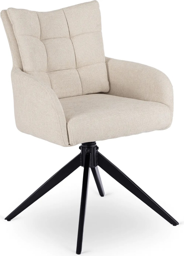Krzesło Tapicerowane Obrotowe do Salonu JULY Kremowe Nowoczesne