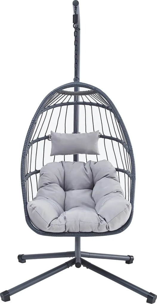 Autronic Fotel wiszący, metal, polyratan, szary, AZ-V 1269GREY