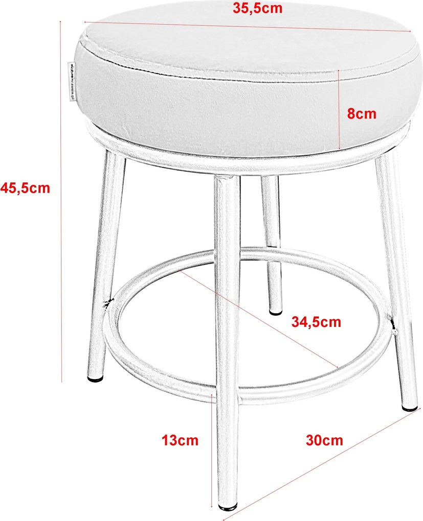 Taboret Ben tkanina Welur stelaż metalowy STOŁEK LOFT : Kolor Stelaża - Złoty, Kolor tkaniny - VELVET - MG15, Typ tkaniny - Velvet