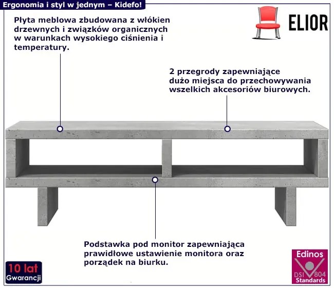 Nadstawka na monitor z przegródkami beton Joha