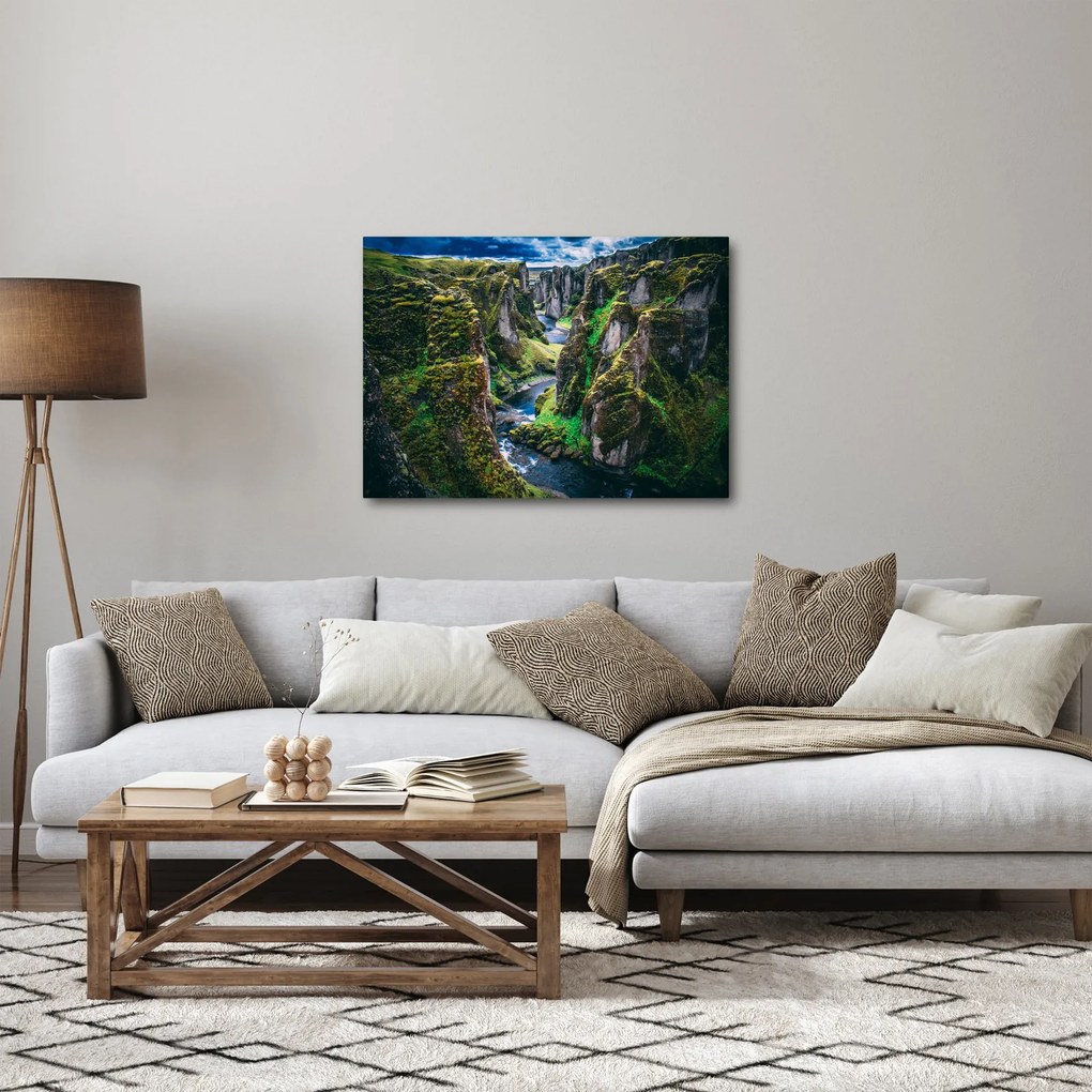 Obraz - Rzeka w skalistej dolinie (70x50 cm)