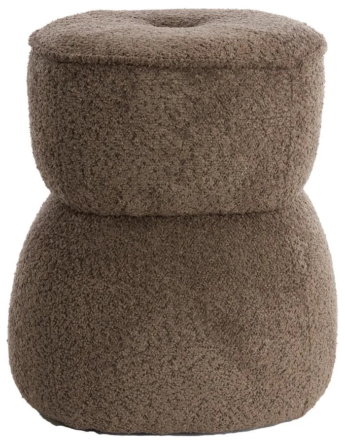 Brązowy puf z materiału bouclé Leyla – Light &amp; Living