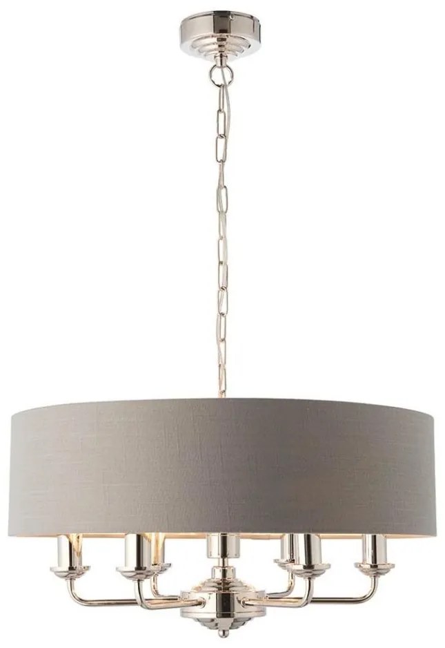 Endon 94373 - Żyrandol na łańcuchu HIGHCLERE 6xE14/40W/230V szary/chrom błyszczący