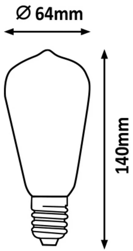 Rabalux Żarówka dekoracyjna LED filament ze skręconym żarnikiem, dymny, E27, ST64, 5 W, 200 lm