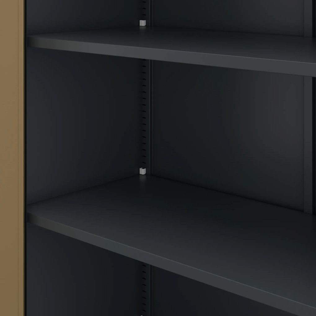 Biurowa szafa metalowa KEVIN, 900 x 1400 x 400 mm, Eco Design: antracytowa/ orzech