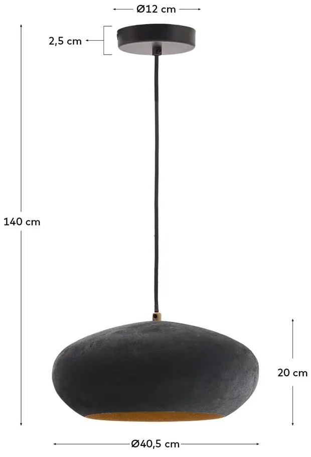Czarna lampa wisząca z metalowym kloszem ø 30 cm Inda – Kave Home