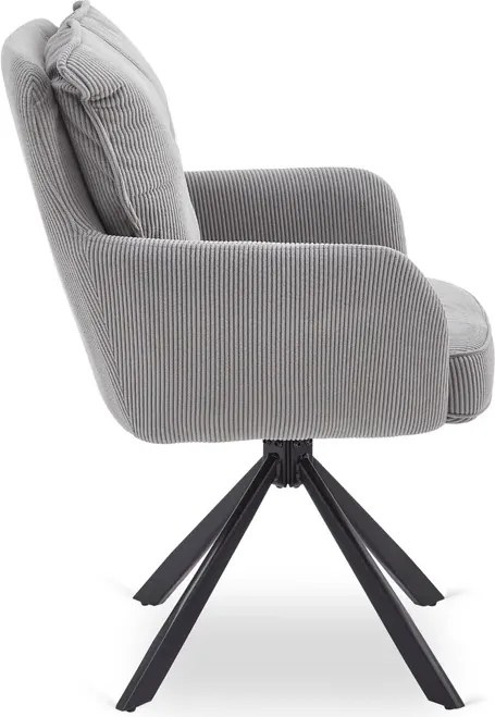 Krzesło Tapicerowane Obrotowe do Salonu CITY Szare Sztruksowe Loft