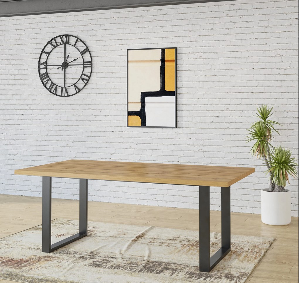 Stół HALERIA Dąb wotan do Salonu Jadalni 200 x 100 x 76 cm, Prostokątny