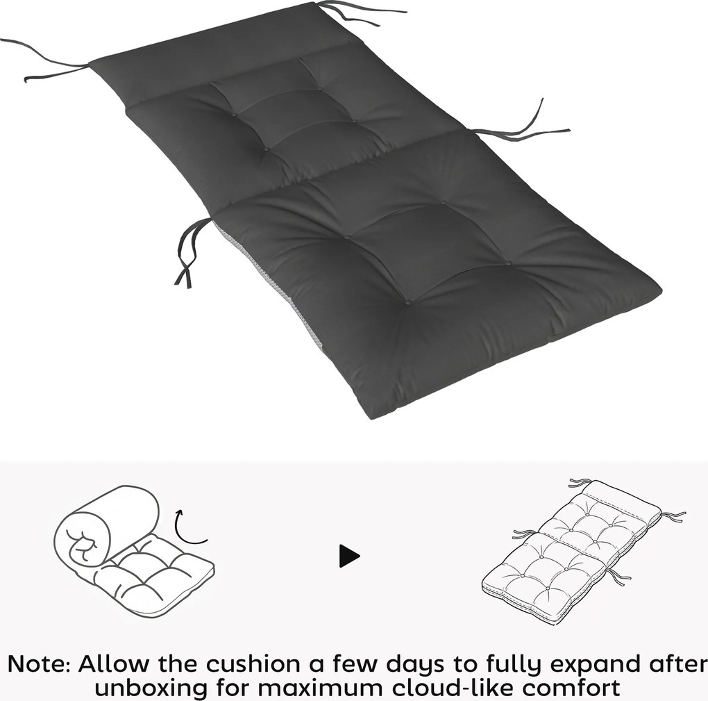 Outsunny 4-częściowy zestaw poduszek wodoodporny, antypoślizgowy, z paskami, na taras i ogród, 111,5 x 53 x 8 cm, ciemnoszary | Aosom PL