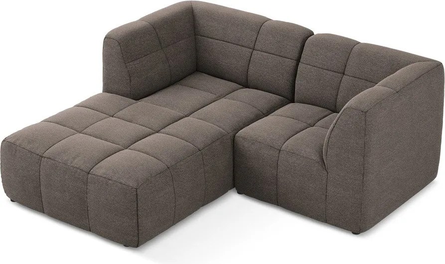 Brązowy narożnik z materiału bouclé (lewostronny/z szezlongiem) Aloha – Makamii