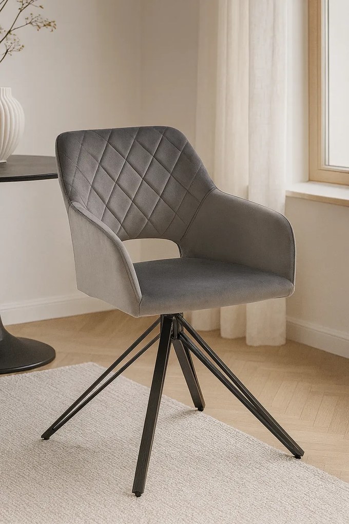 Szare krzesło z funkcją obracania o 360 stopni A6-W01