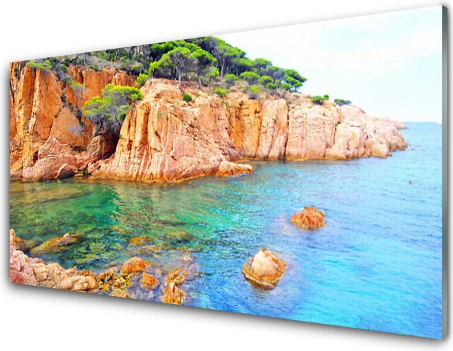 Szkło nad Blatem Fale Rozbijające się o Skały