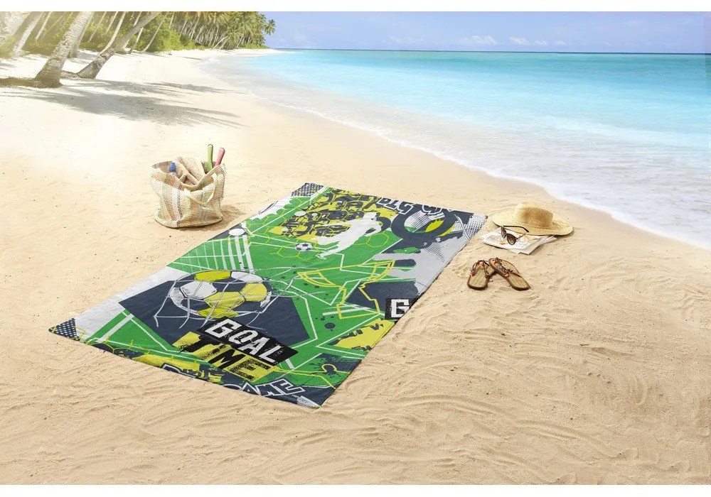 Zielony aksamitny ręcznik plażowy dla dzieci 75x150 cm Goaltime – Good Morning