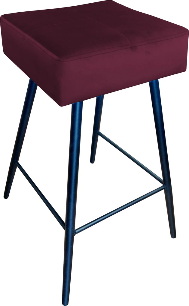 Hoker MAX krzesło barowe tkanina Welur podstawa metalowa : Kolor nogi - Czarna stożek, Kolor tkaniny - VELVET - MG02, Typ siedziska - Siedzisko stałe