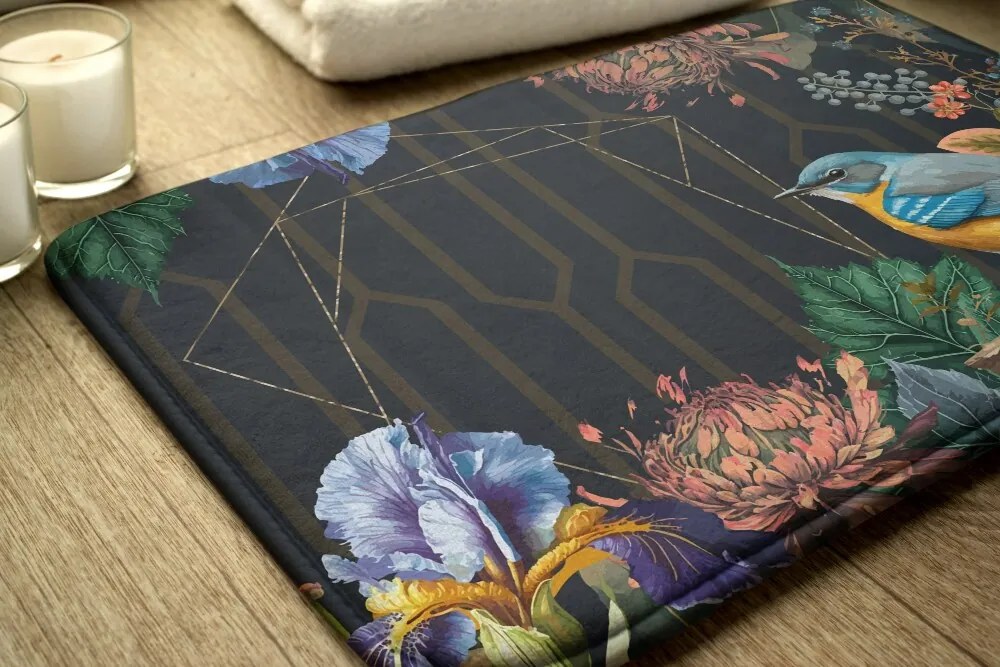 Dywanik do łazienki Dywanik do łazienki Ptak Kwiaty