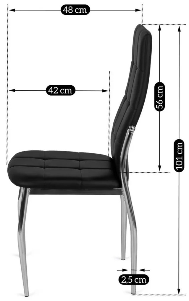 Krzesło Tapicerowane do Jadalni MOLLY Czarne Ekoskóra Nowoczesne