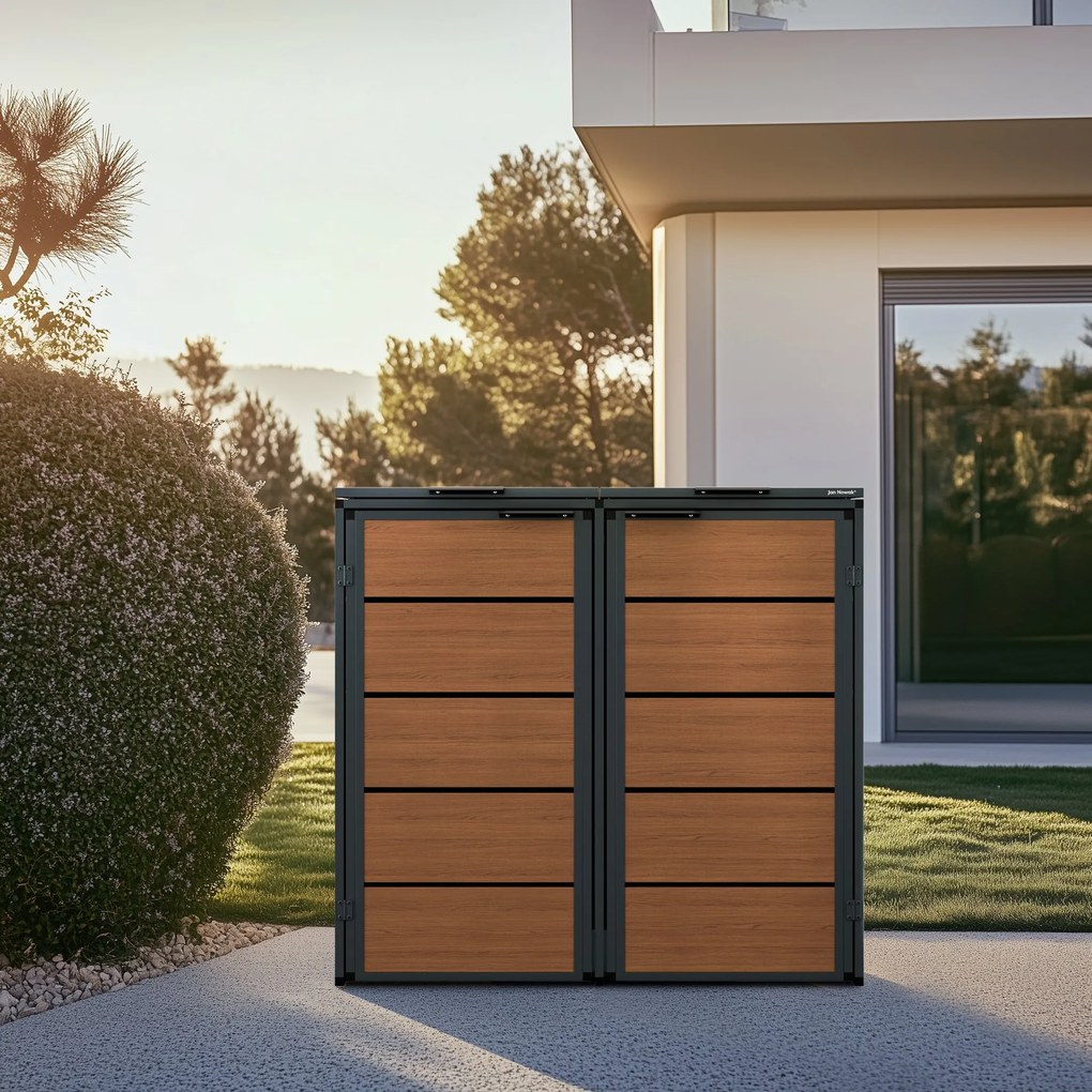 Zabudowa śmietnikowa 120L dwukomorowa, antracyt - orzech