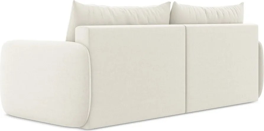 Kremowa aksamitna rozkładana/ze schowkiem sofa 238 cm Kalena – Makamii