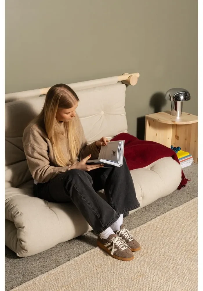 Lniana rozkładana sofa w naturalnym kolorze 135 cm Hooked – Karup Design