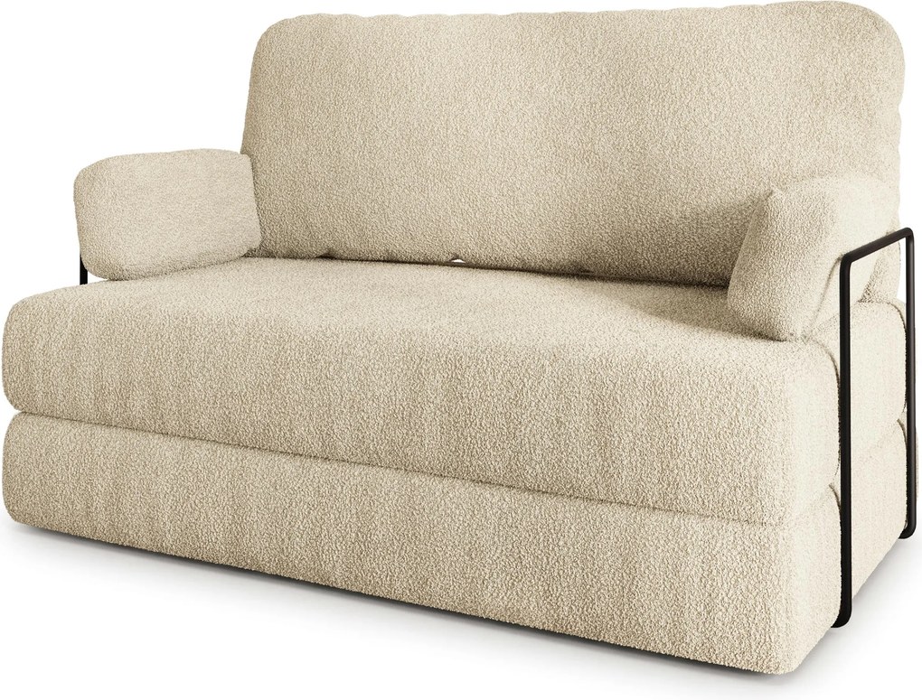 Masseno Sofa piankowa KESTE z funkcją spania, Kanapa z pianki do salonu, Bezmontażowa, Tkanina bucle – Kremowy QUELLE 02