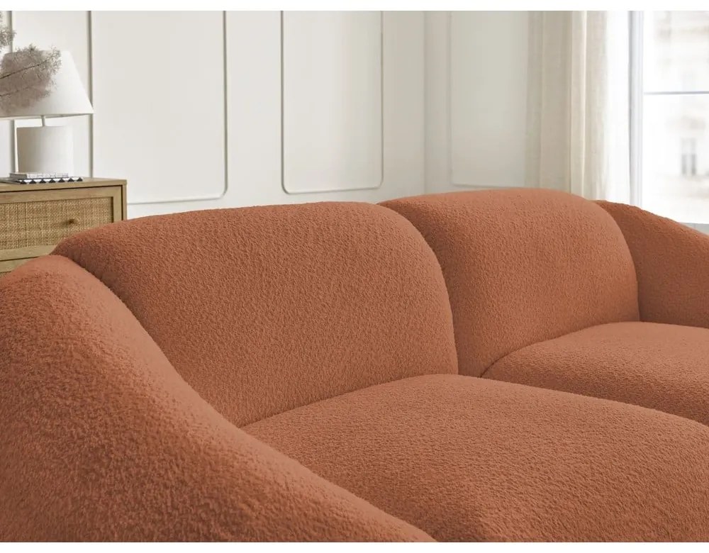 Pomarańczowa sofa z materiału bouclé 230 cm Tina – Bobochic Paris