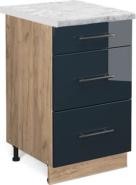 Szafka dolna do kuchni ciemnoniebieski wysoki połysk 50x60x82 fame-line