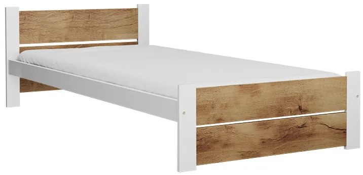 Łóżko IKAROS DOUBLE 90 x 200 cm, dąb artisan/biały Stelaż: Ze stelażem listwowym rolowanym, Materac: Materac Deluxe 10 cm