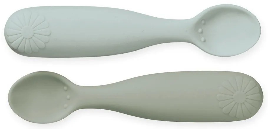Łyżeczki dla dzieci z silikonu w kolorze khaki/jasnoniebieskie zestaw 2 szt. Olive Mix – Cam Cam Copenhagen