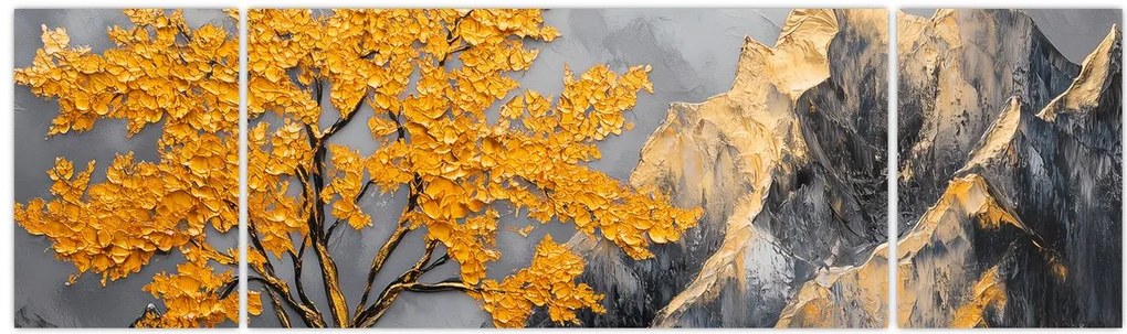 Obraz – Złote drzewo w górach (170x50 cm)