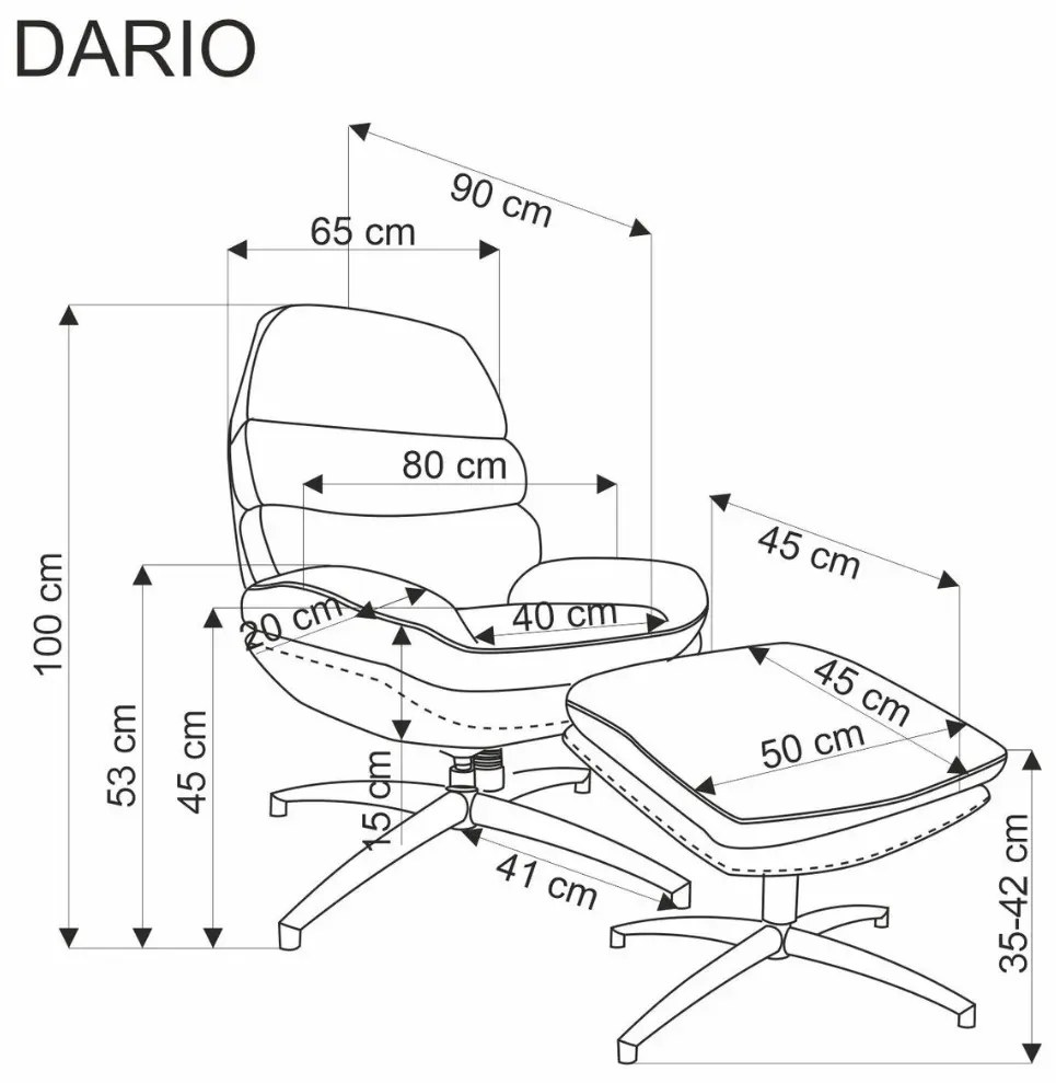 Fotel DARIO beżowy z podnóżkiem HALMAR