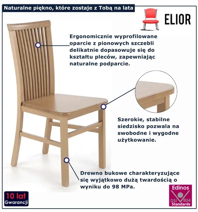 Skandynawskie drewniane krzesło dąb artisan - Mako 3X
