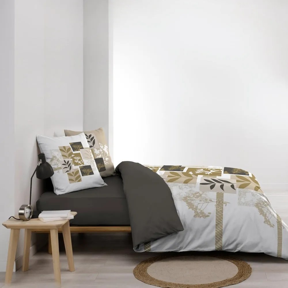 Biało-brązowa bawełniana pościel dwuosobowa 240x220 cm Utopia – douceur d'intérieur