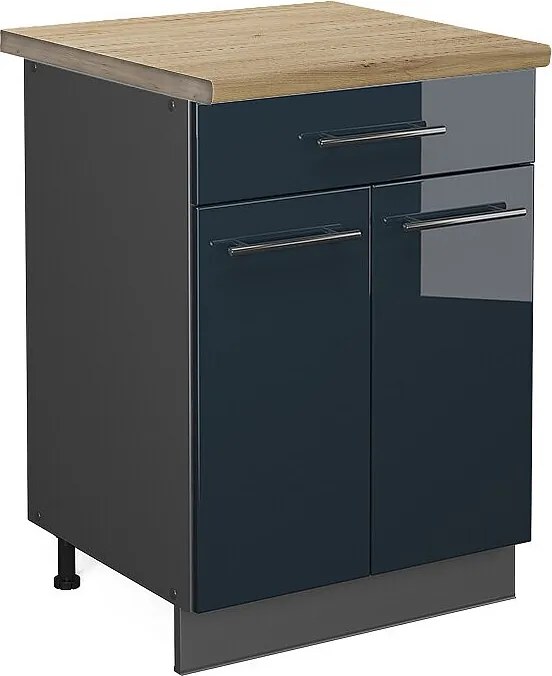 Szafka dolna do kuchni ciemnoniebieski wysoki połysk 60x60x82 fame-line