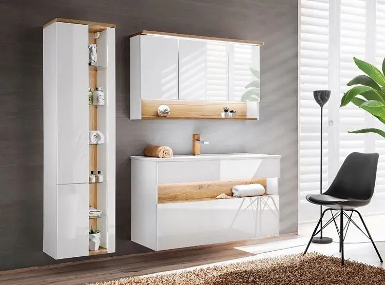 Szafka z umywalką Laures 2S 120 cm - Biały połysk