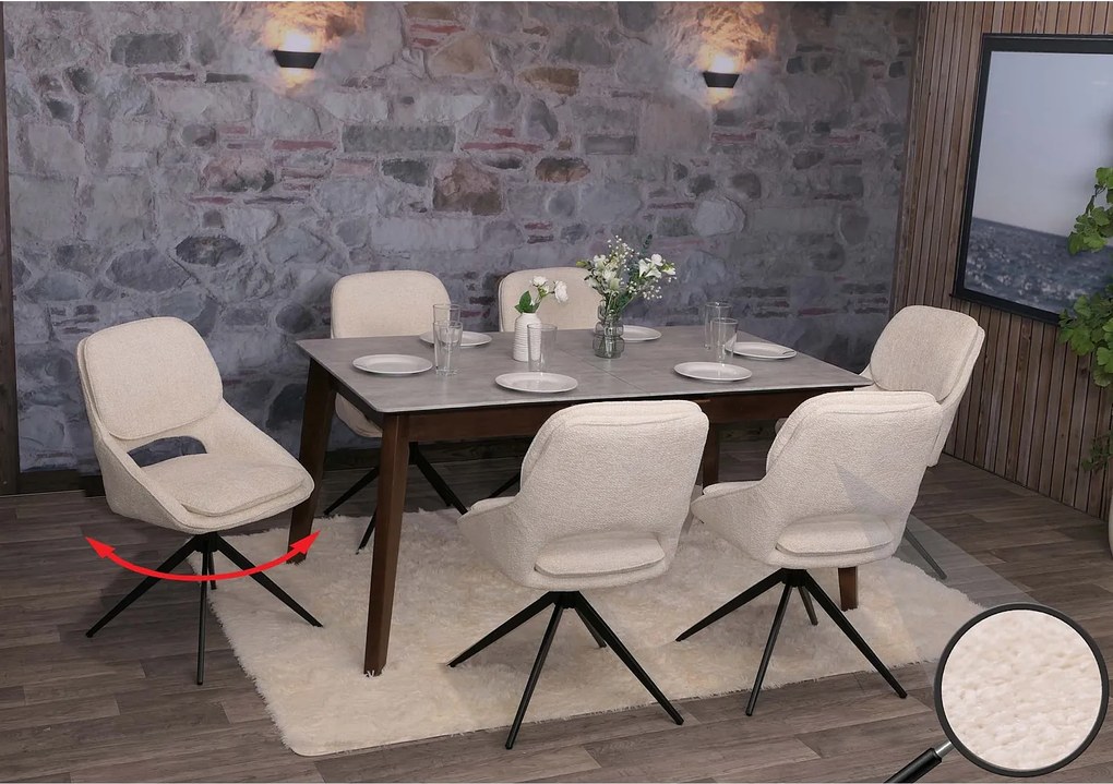 Krzesło do jadalni MCW-N73 (zestaw 6 sztuk),  kremowo-beżowy