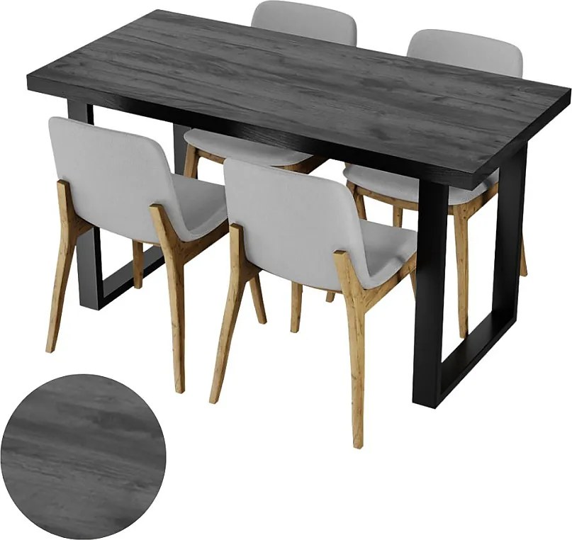 Stół Kuchenny Do Jadalni Loft Kolory Ciemne Drewno Czarne Nogi