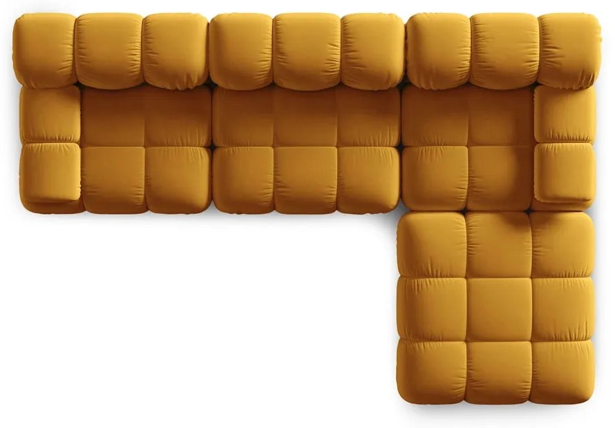Żółty aksamitny narożnik Bellis – Micadoni Home