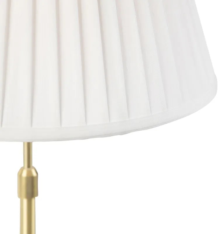 Lampa stołowa złota / mosiężna z plisowanym kloszem kremowym 35 cm - Parte klasyczny/Antyczny Oswietlenie wewnetrzne