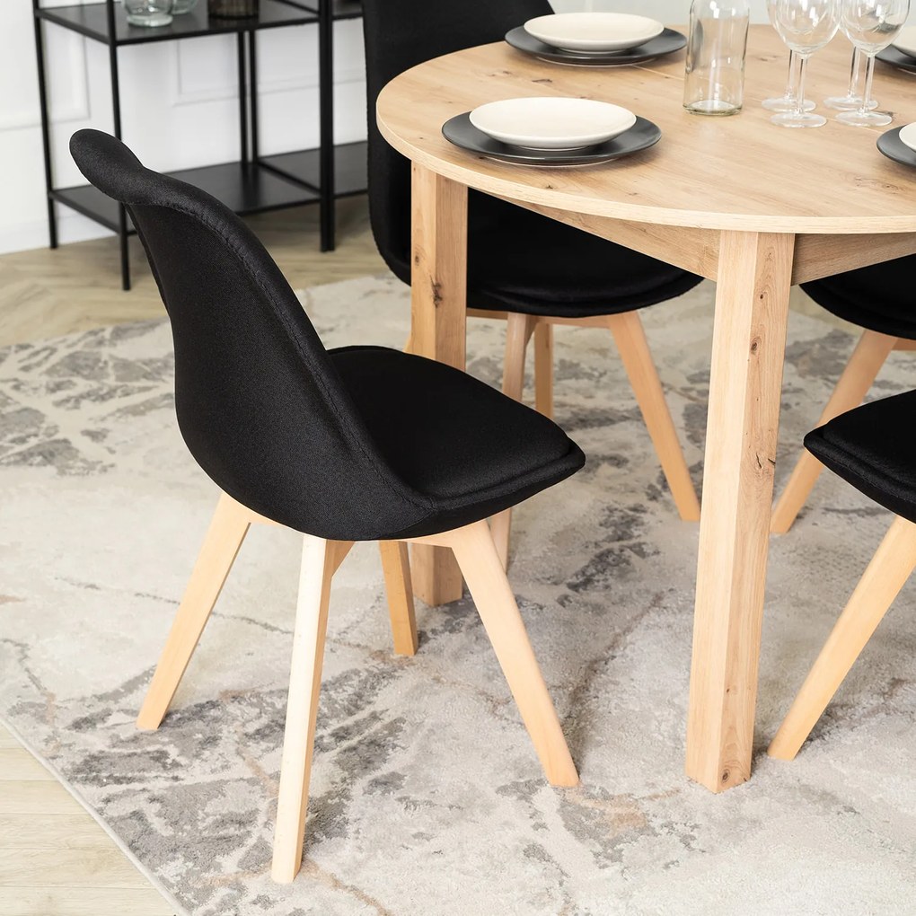 Krzesło Tapicerowane do Jadalni NEVEL Czarne Skandynawskie