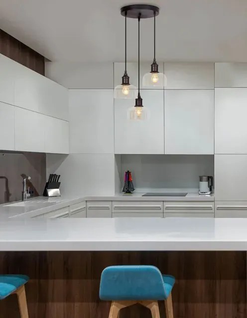 Industrialna lampa wisząca z 3 szklanymi kloszami - A779 P1-L96