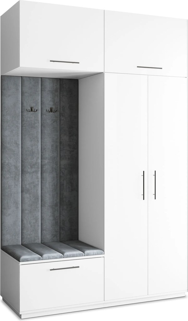 Masseno Garderoba REMA 150/240/60 cm Nowoczesna Szafa do Przedpokoju Biała, MONOLITH 85 (Szary)