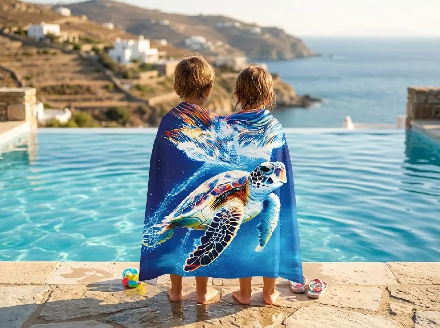 Szybkoschnący ręcznik plażowy XXL CHELONIA niebieski 150 x 210 cm, 100% mikrofibra