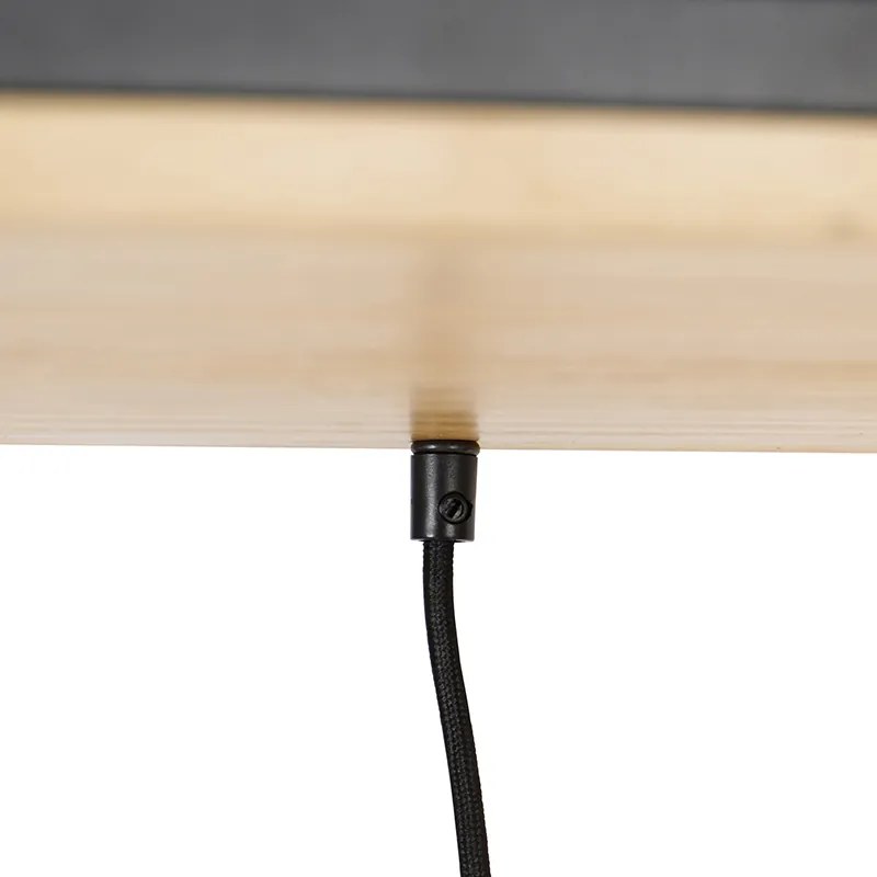 Industrialna lampa wisząca czarna z drewnem 5-świateł - Shelf