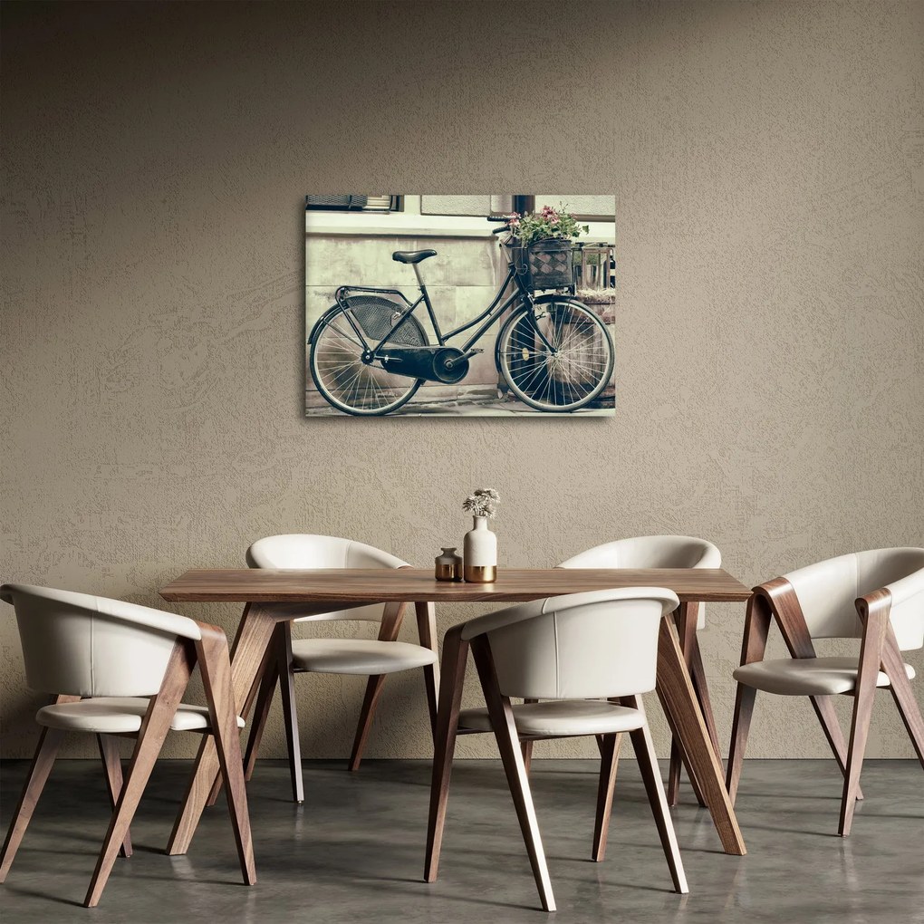 Obraz - Vintage rower z kwiatami (70x50 cm)