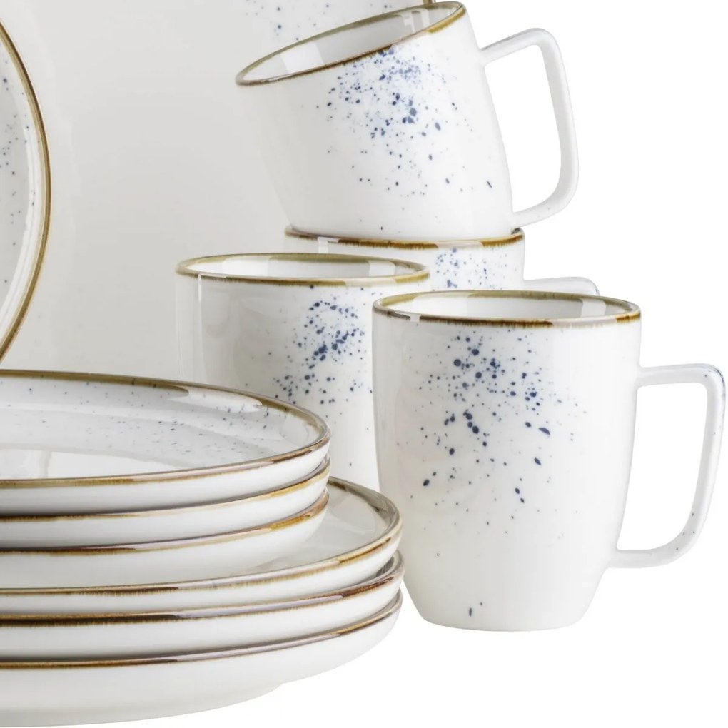 Mäser 16-częściowy zestaw naczyń Pintar Whiteniebieskie kropki