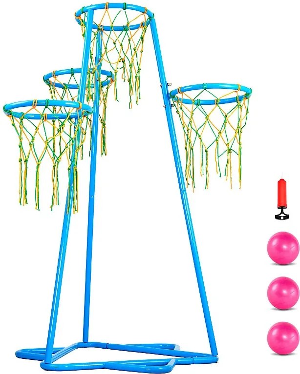 Obręcz do koszykówki SucceBuy Kosz do Koszykówki dla Dzieci, Przenośny Stojak na 4 Kosze z Regulowaną Wysokością