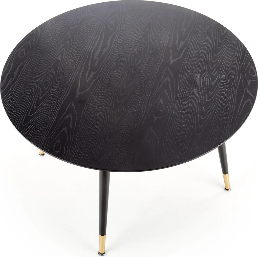 Czarny stół z okrągłym blatem w stylu glamour Embos